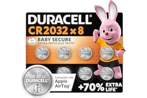 Duracell CR2032 pilas de botón de litio 3 V (paquete de 8) - Hasta un 70 % extra duración - Tecnología Baby Secure - Para Apple AirTag, llaves remotas, dispositivos domésticos, deportivos y médicos