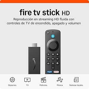 Amazon Fire TV Stick HD (Última generación), con TV en directo gratuita, mando por voz Alexa, controles de Hogar digital y reproducción en streaming HD