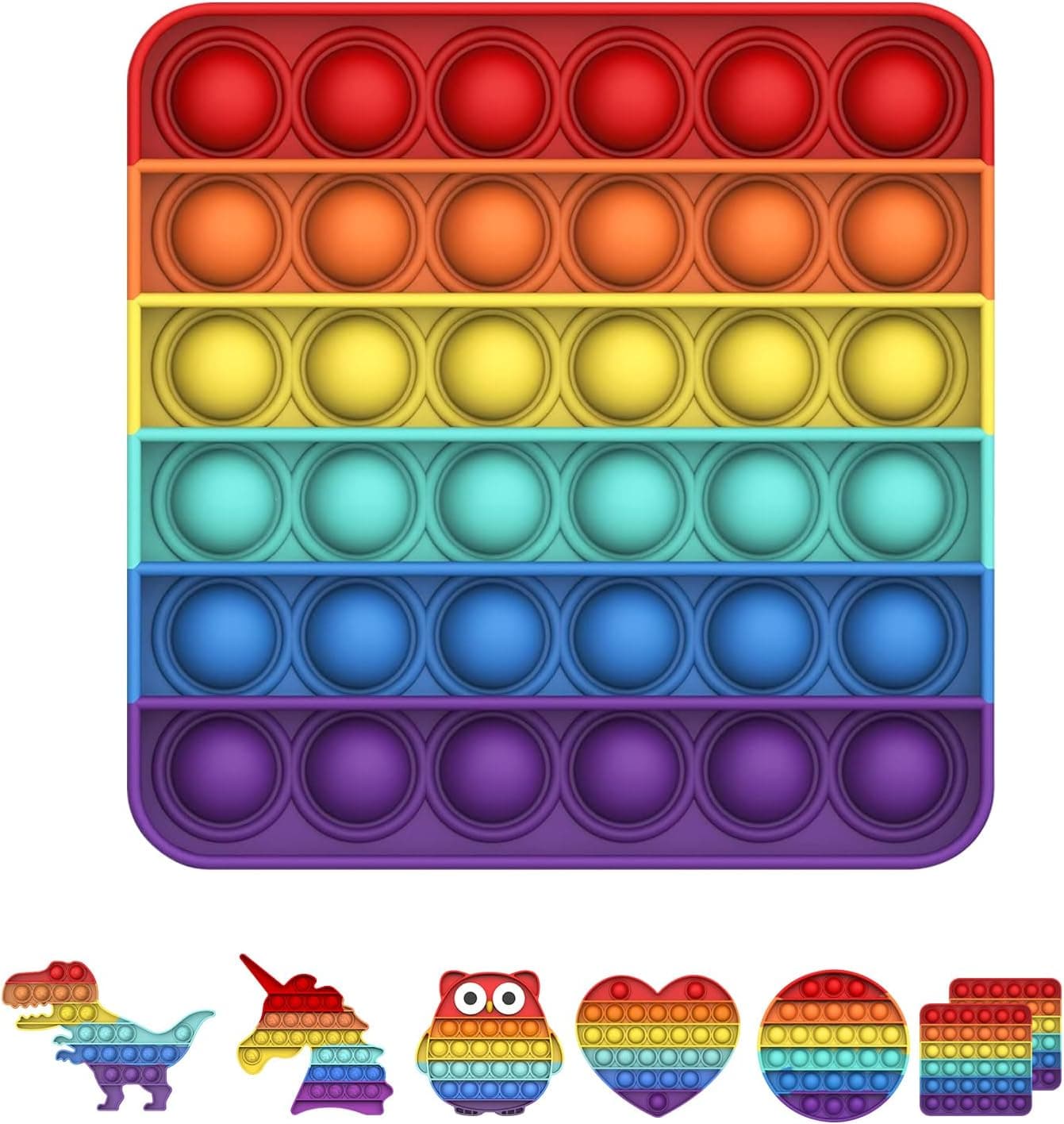 BDwing Push and Pop Bubble Fidget Toy, Juguete Antiestres Educativo para aliviar el estrés, Necesidades Especiales silenciosas Aula para niños (Square-Rainbow)