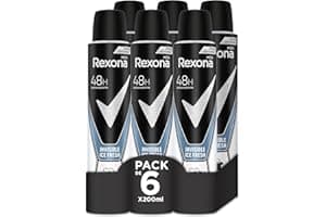 Rexona Invisible Desodorante Aerosol Antitranspirante para hombre Ice 200ml - Pack de 6, El embalaje puede variar